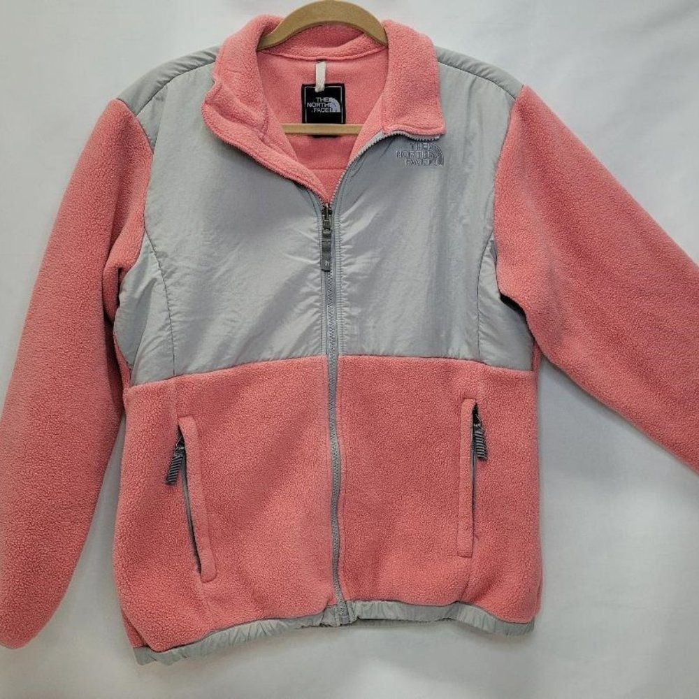 The North Face Girls XL Denali Fleece Hoodie Jacket Polartec Pink and Grey
